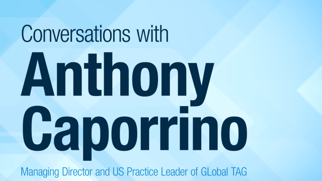 Conversations with Anthony Caporrino in dark blue text on a light blue background