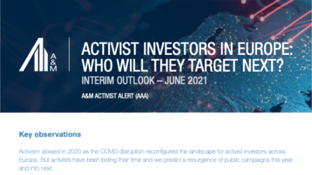 A&M Activist Alert for Europe | Interim Outlook for 2021